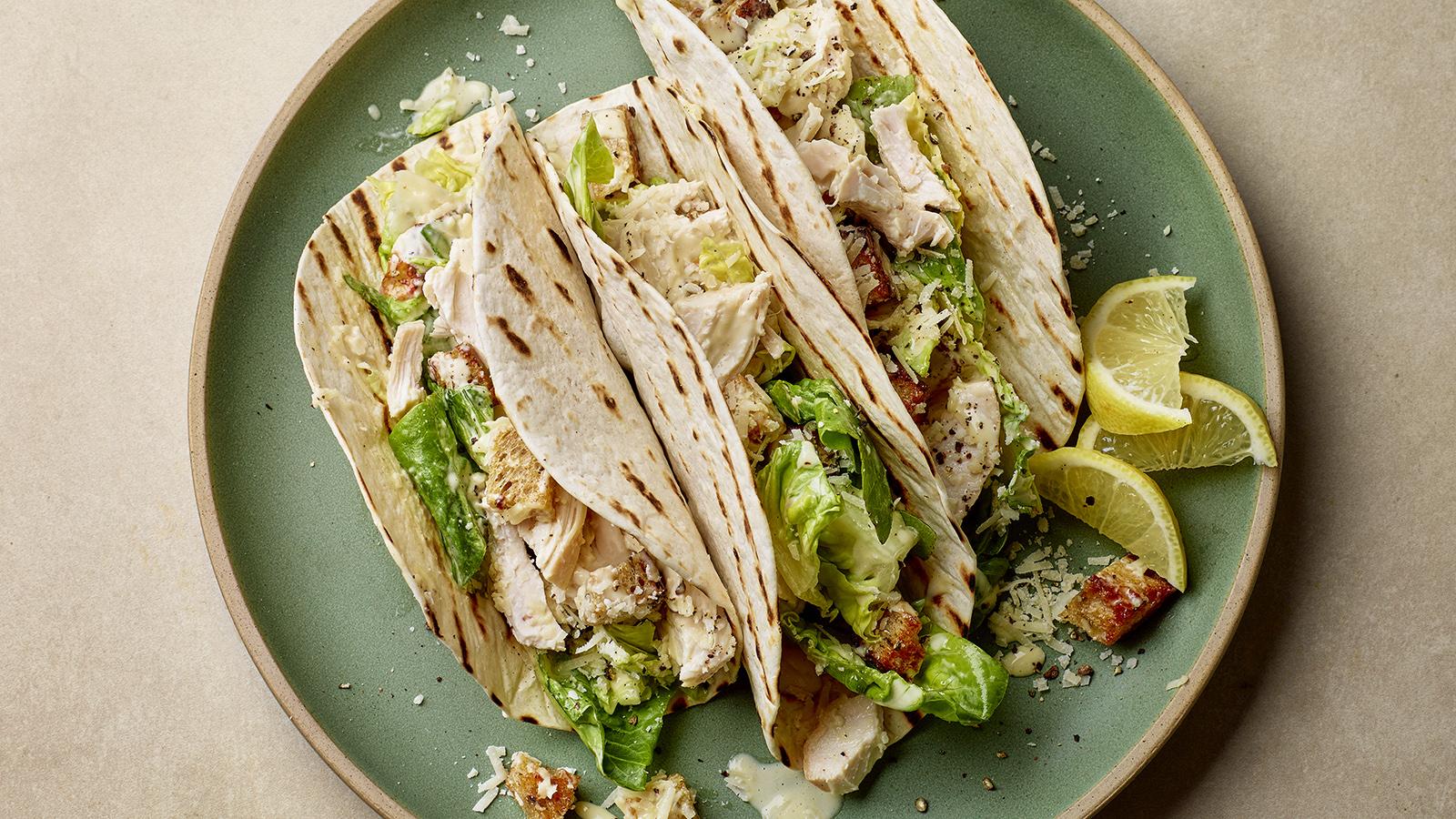 Chicken Caesar tacos