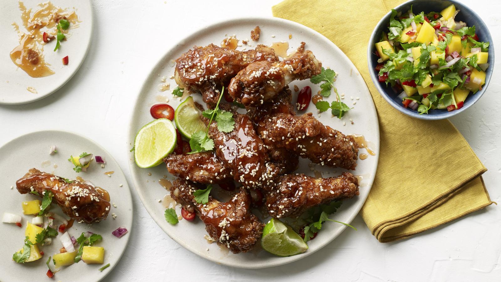 Sticky fried chicken wings