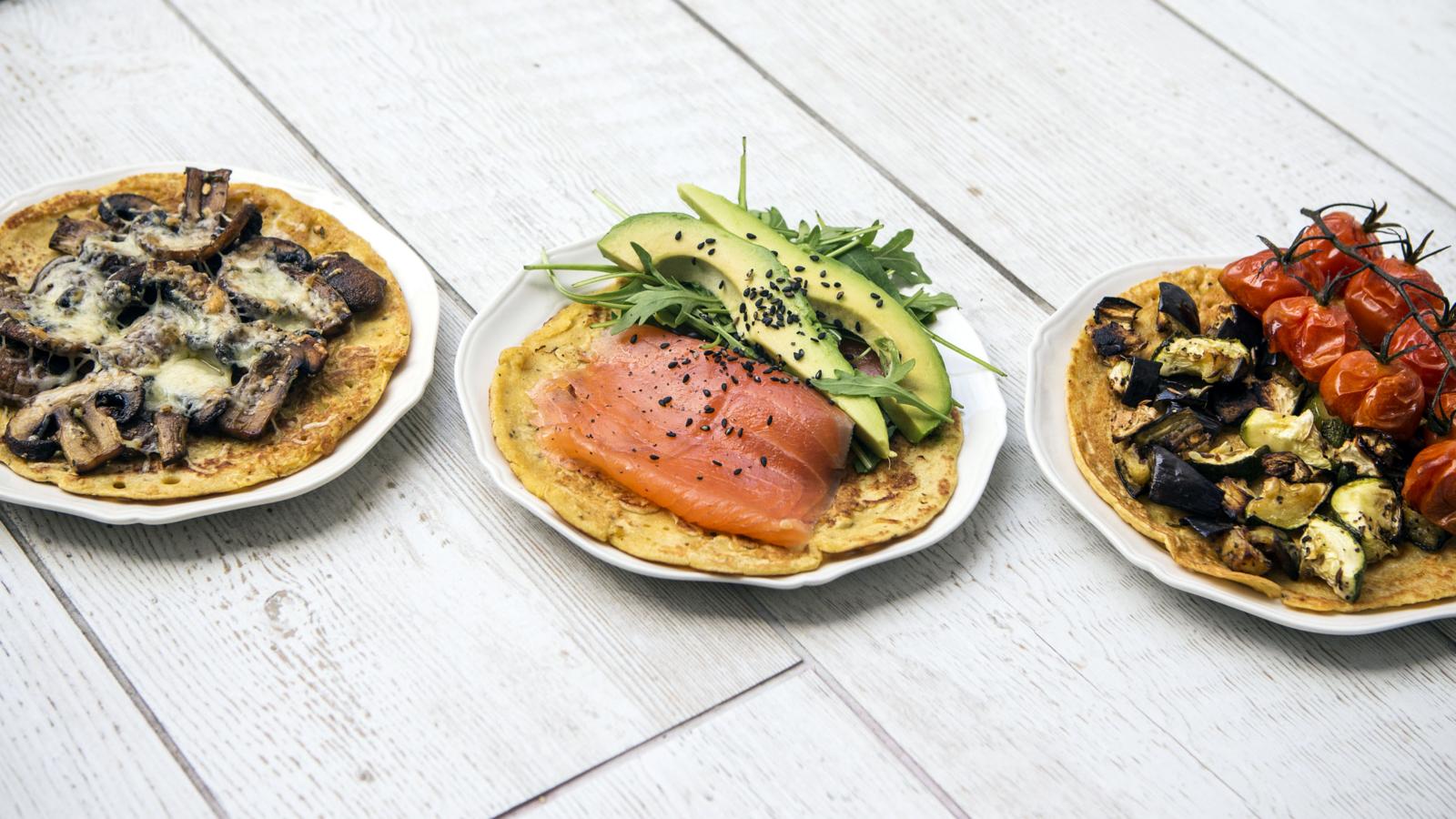 Chickpea flatbreads with tasty toppings