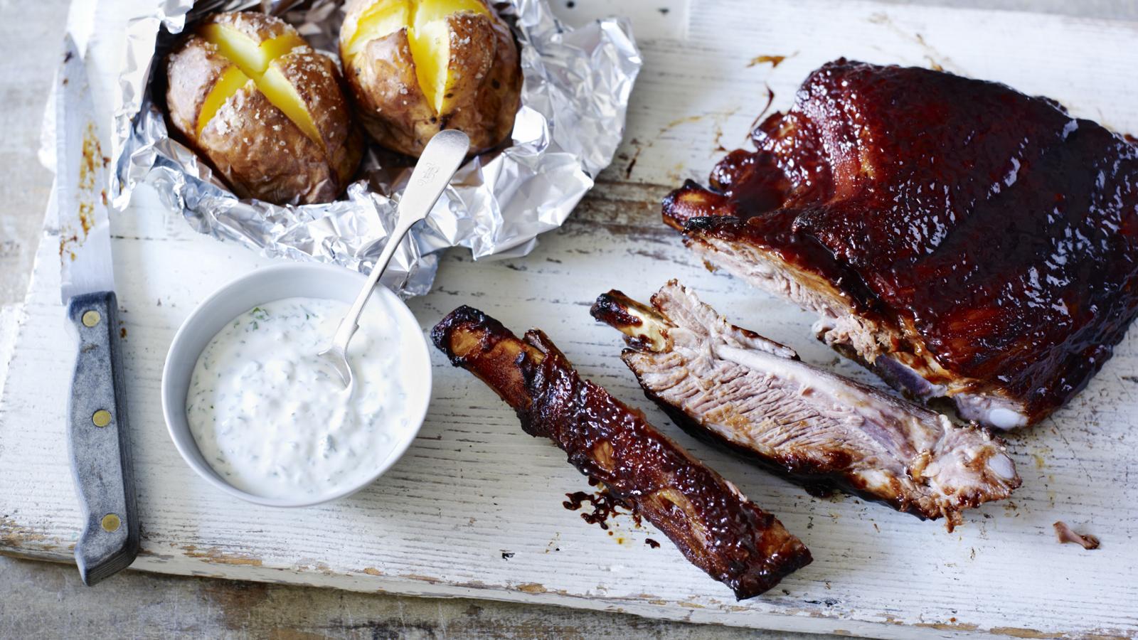 Chilli-glazed sticky ribs