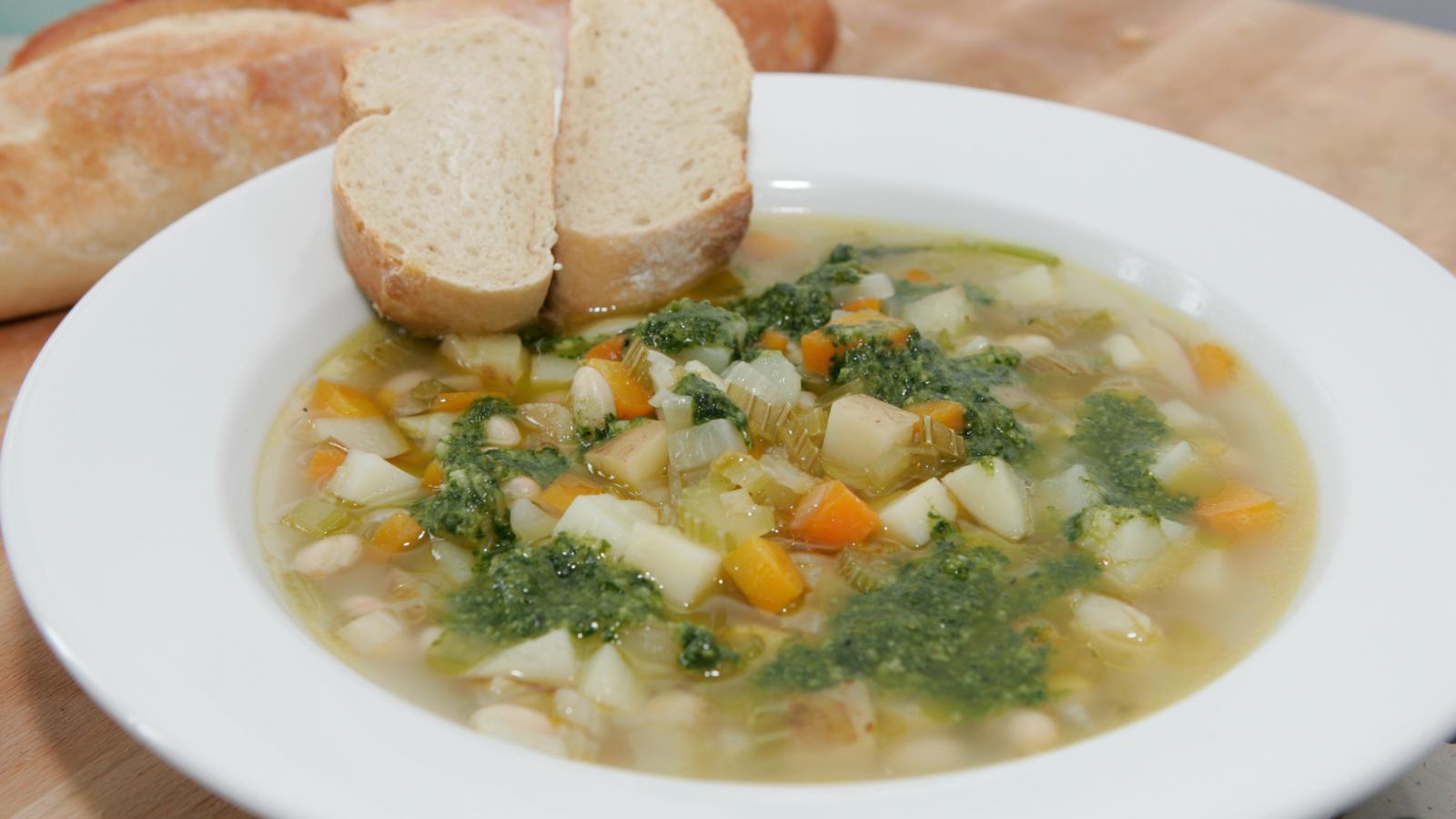 Country vegetable soup with basil pistou recipe BBC Food