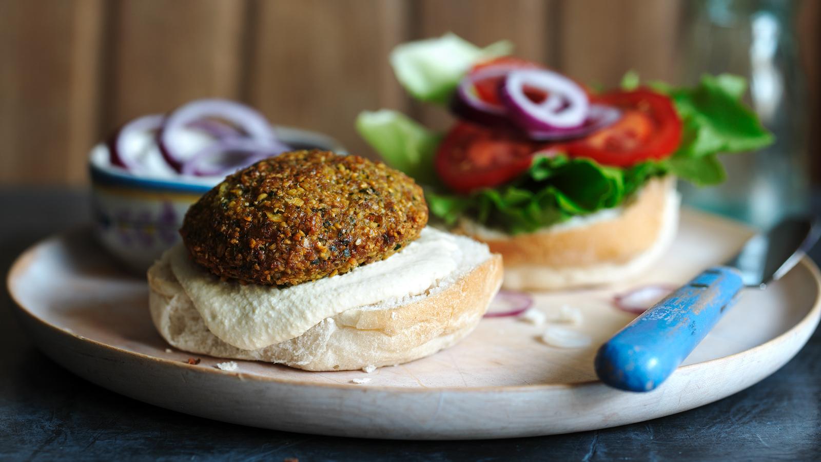 Falafel with pickled red cabbage and whipped feta recipe - BBC Food