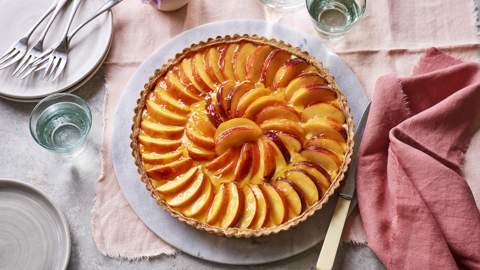 Glazed French peach tart