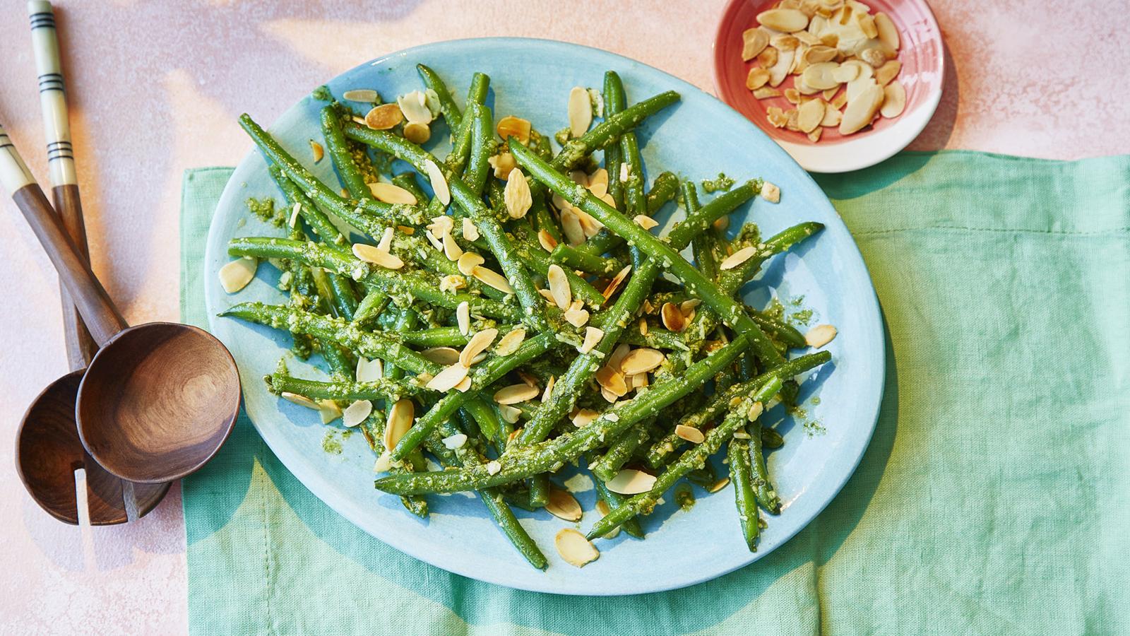 Green bean salad with almond pesto