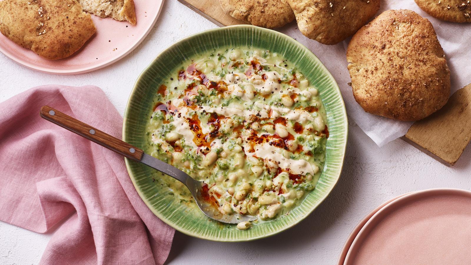 Green cannellini and tahini