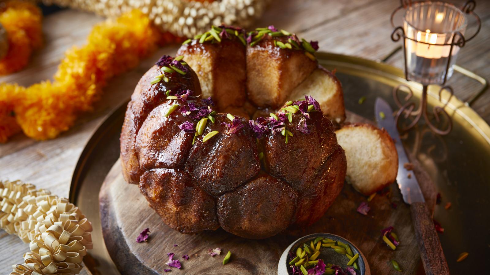 Gulab jamun-inspired monkey bread 