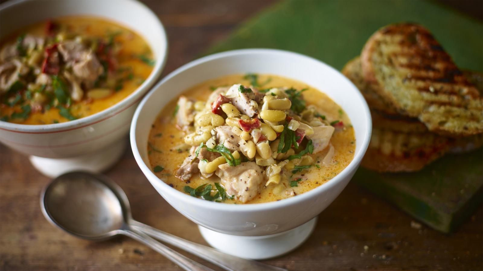 Hearty chicken and chorizo soup