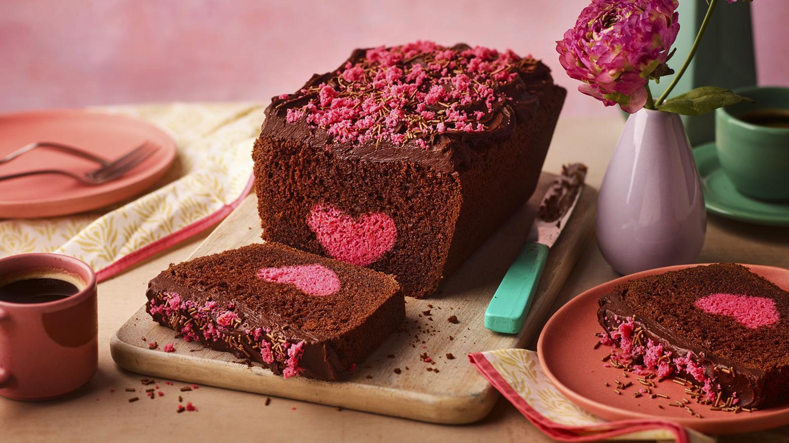 Hidden heart loaf cake