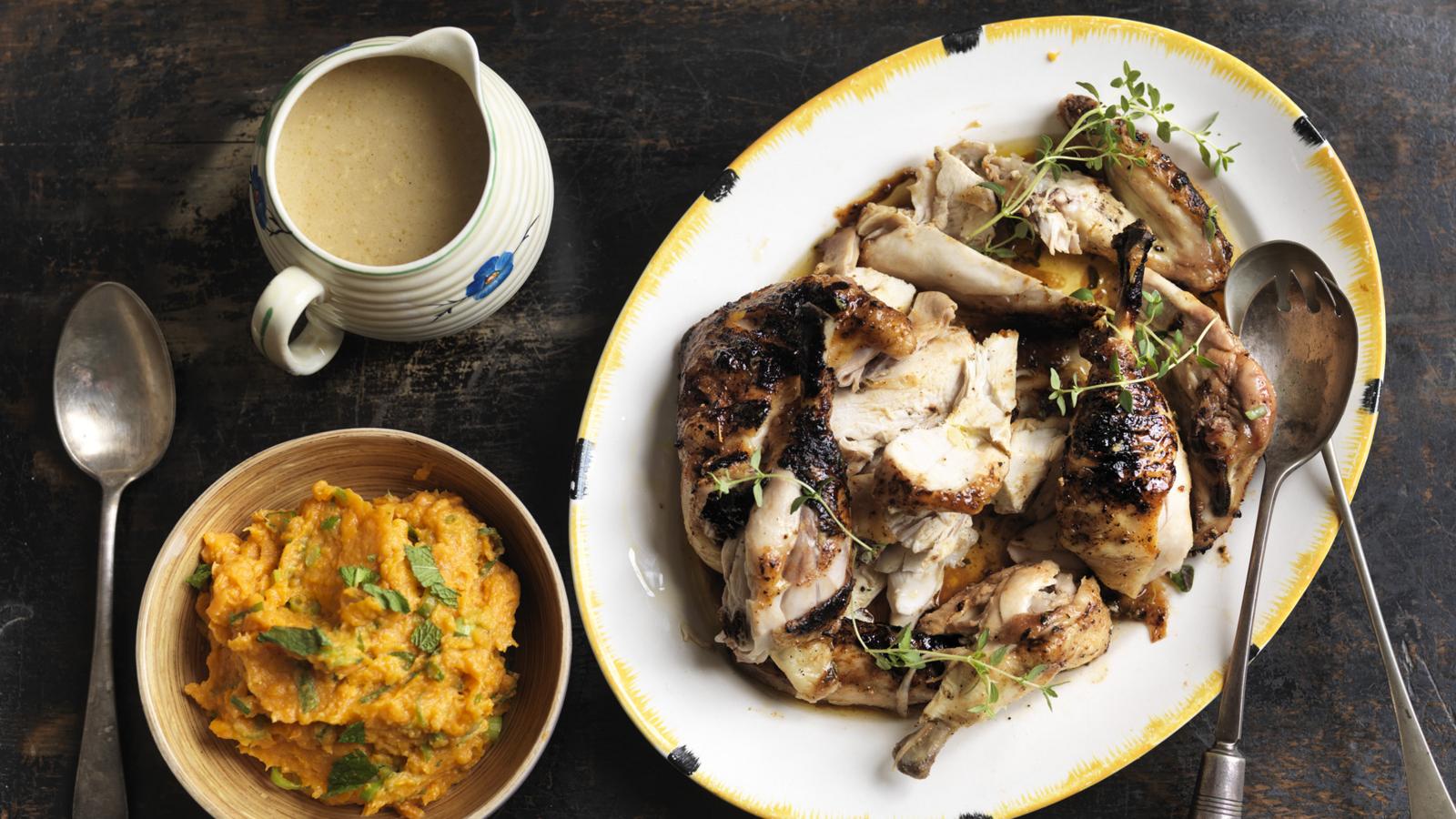 Honey mustard chicken with sweet potato mash