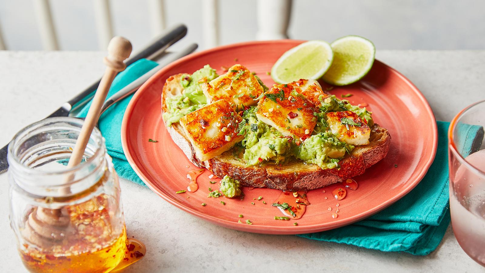 Hot honey halloumi avocado toast