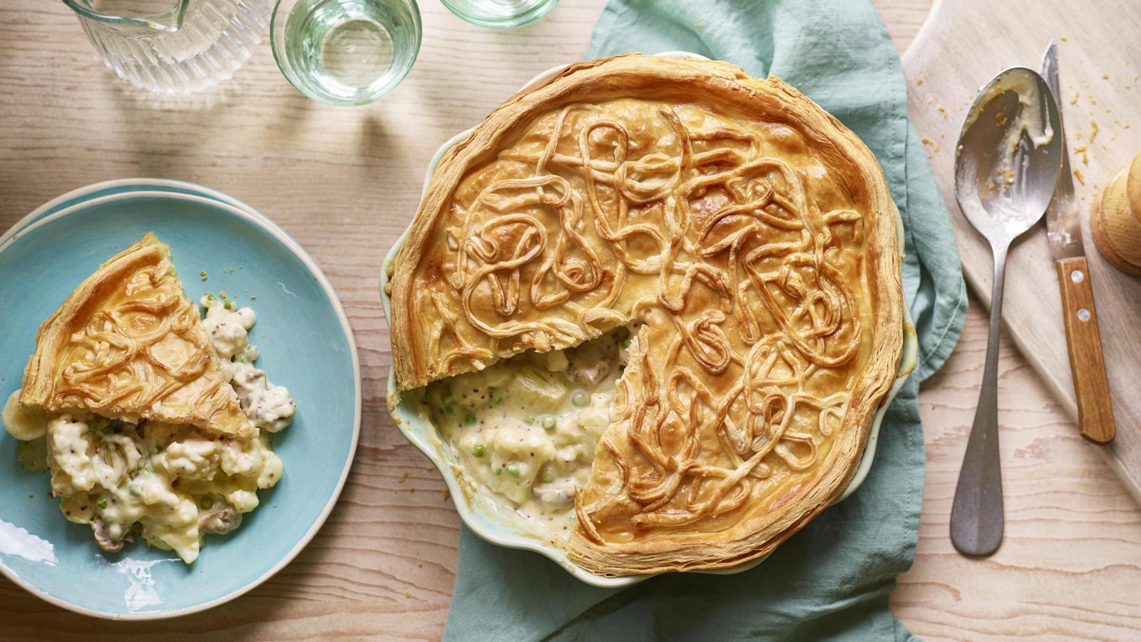 Creamy mushroom, lentil and spinach filo pie recipe - BBC Food