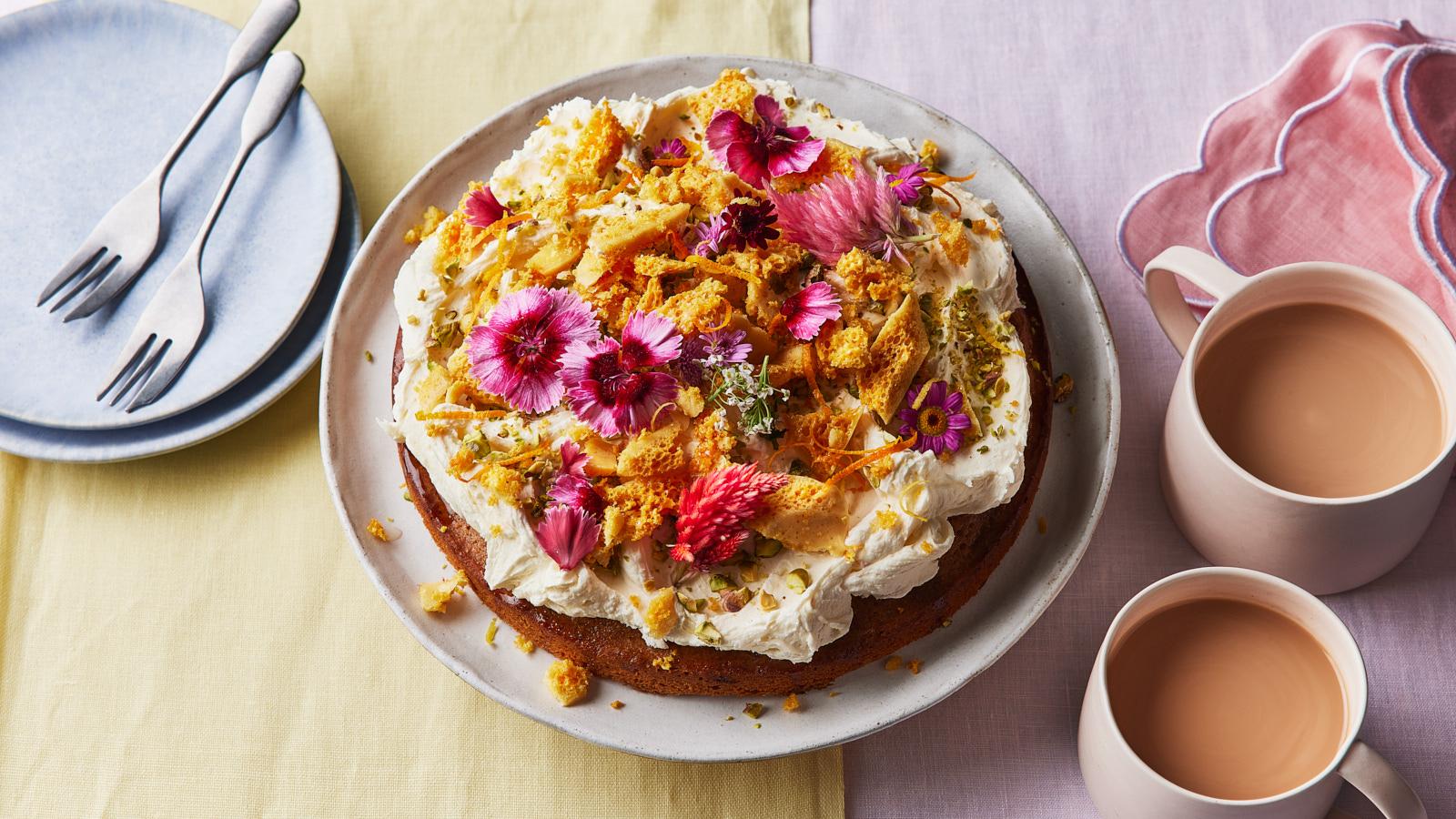 Irish honey cake with fairy icing