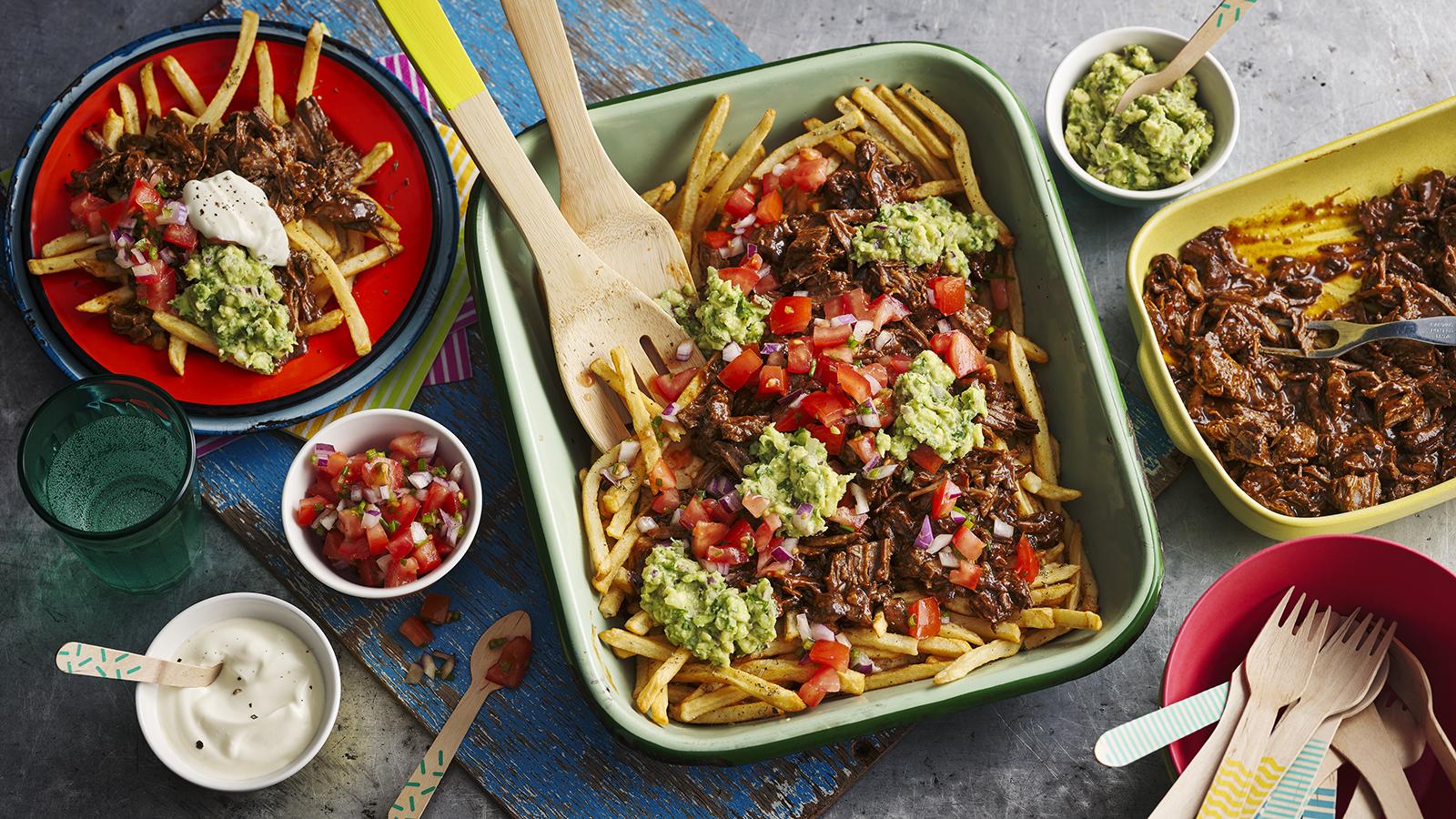 Pulled Beef Nacho Fries Recipe Bbc Food