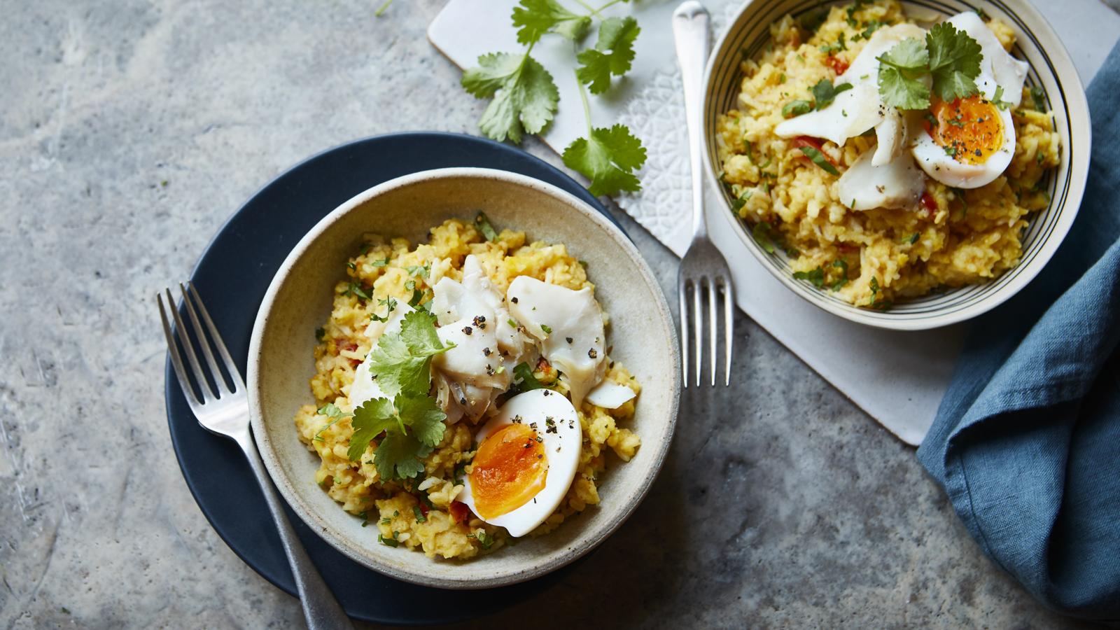 Kitchari with kedgeree toppings