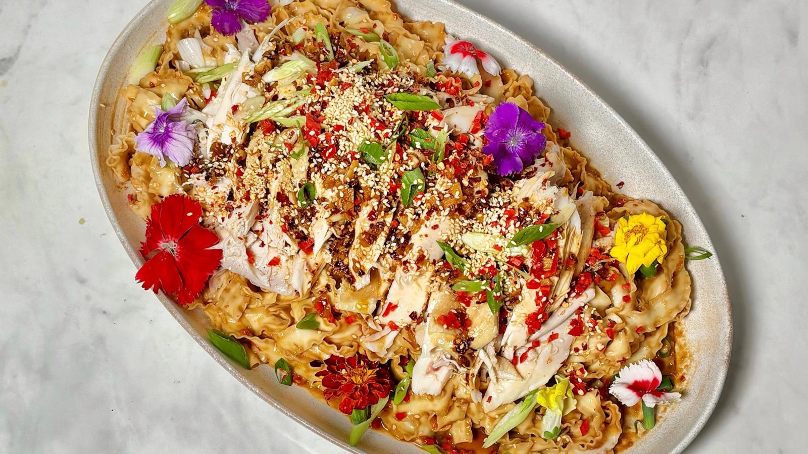 Kou shui ji with spiced peanut noodles