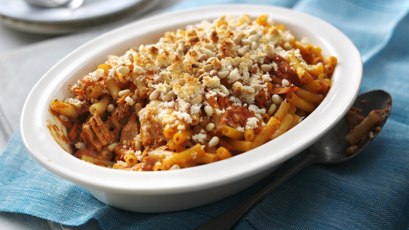 Tinned salmon pasta bake recipe - BBC Food