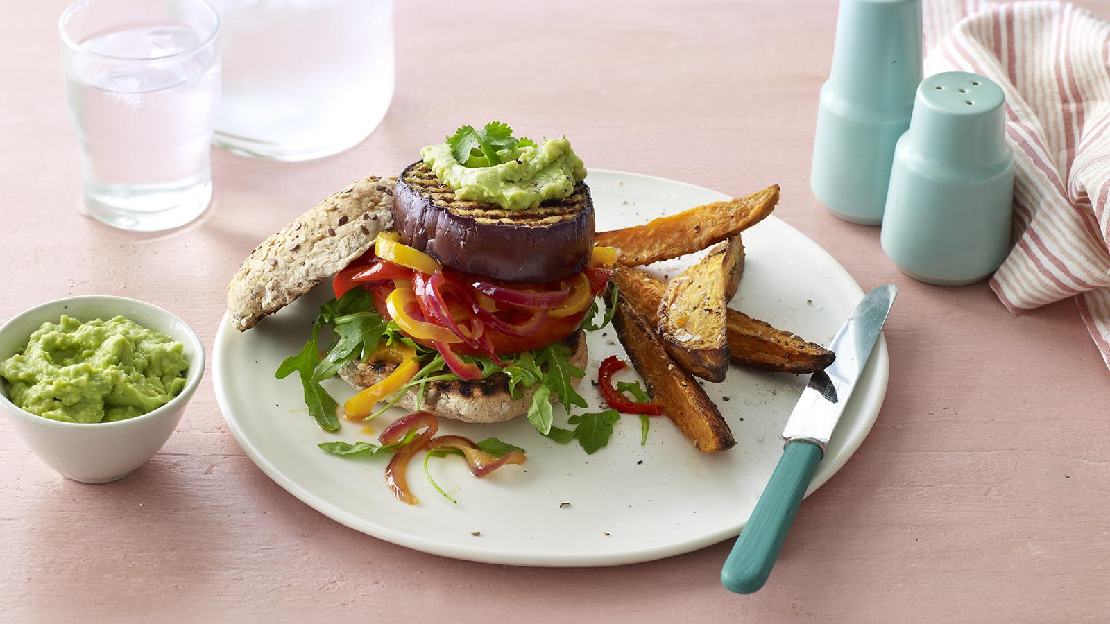 Vegan aubergine burgers