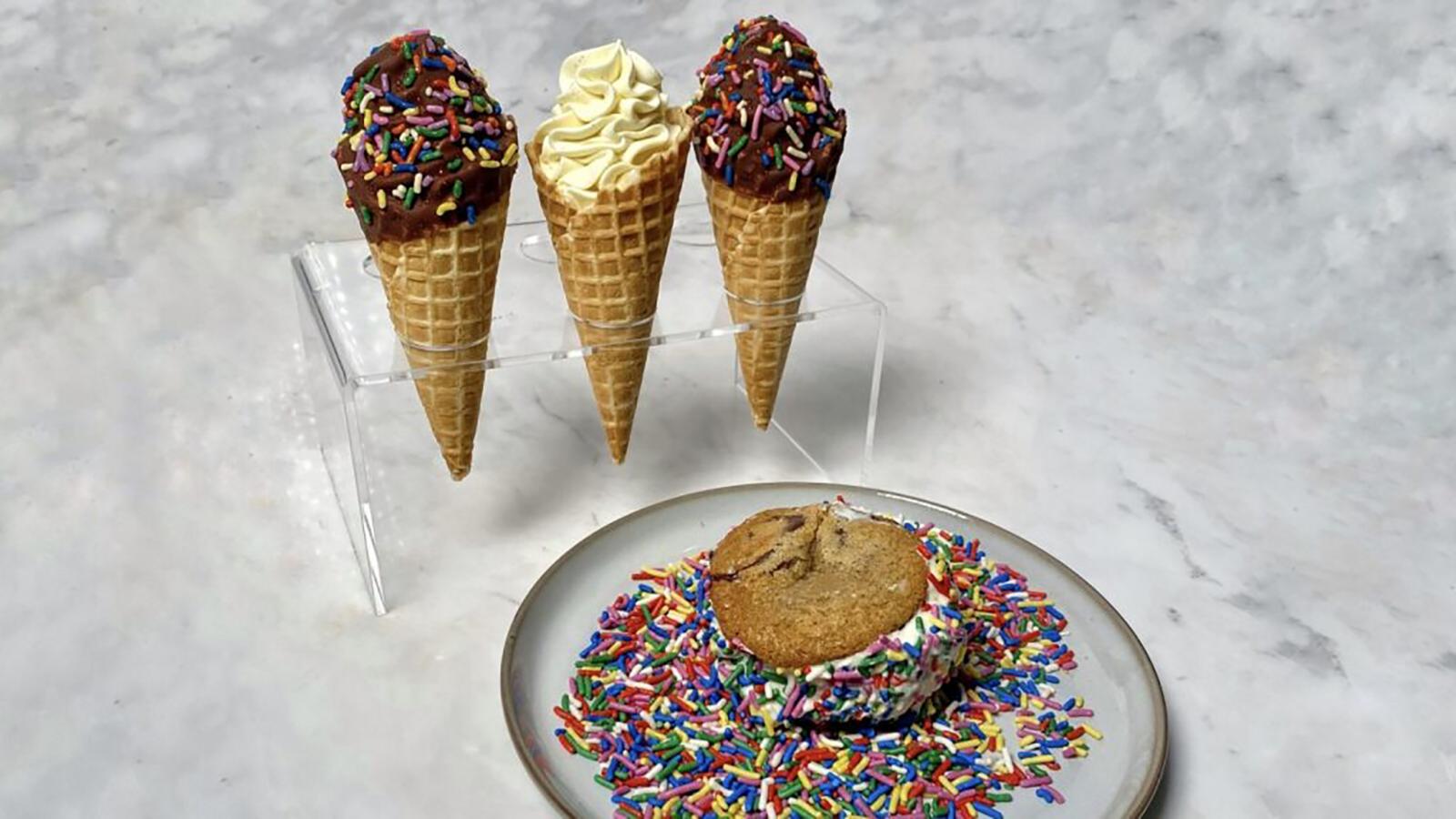 Magic chocolate dip ice cream cones