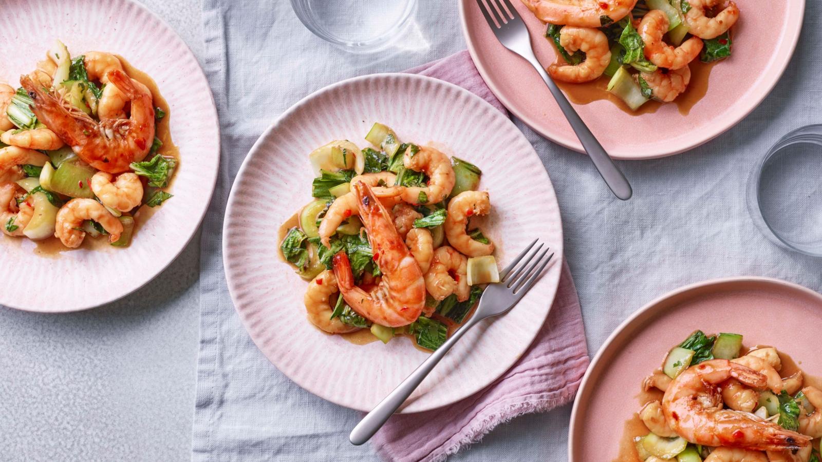 Miso prawns with coriander