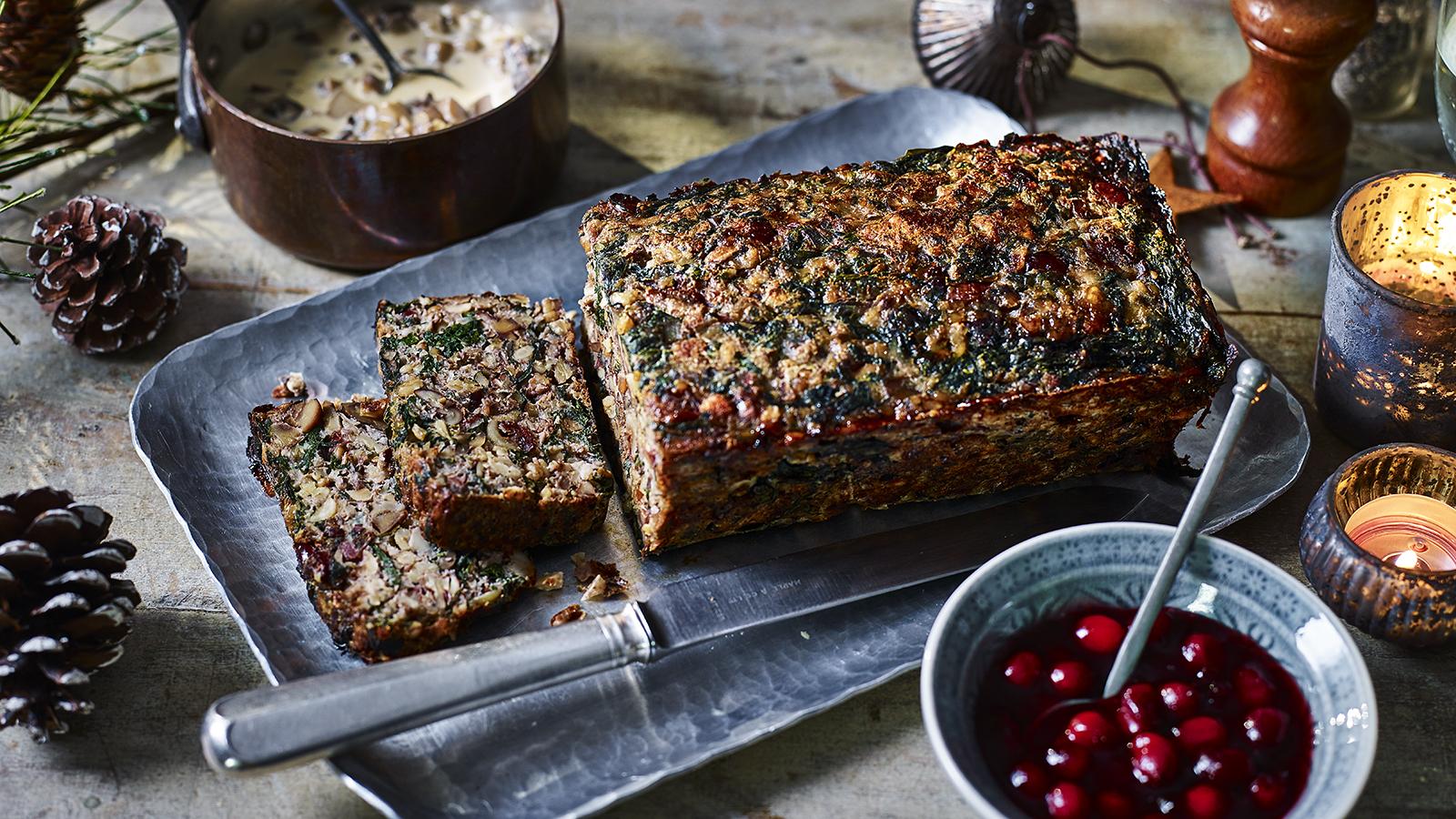 Christmas nut roast with mushroom gravy