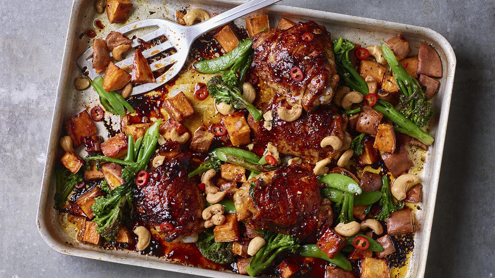 Orange chicken traybake 