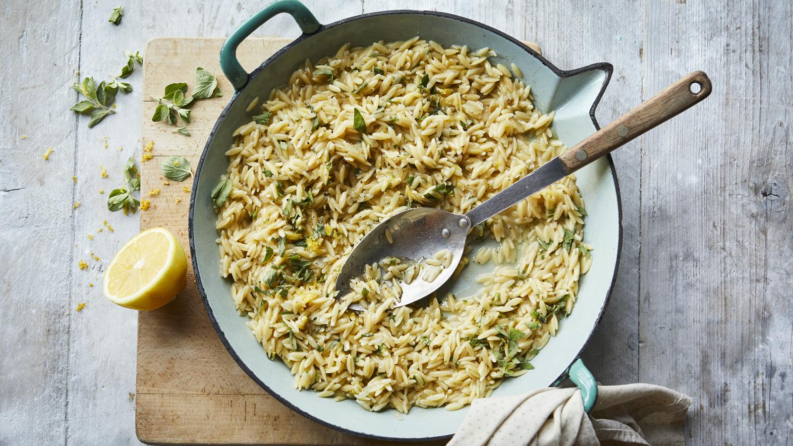 Orzo risotto with lemon and fresh oregano