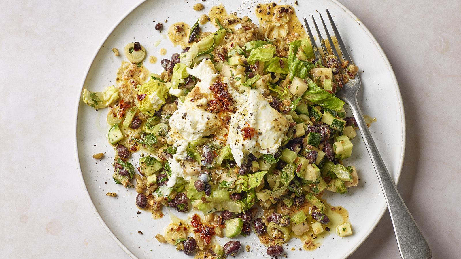Pantry raid chopped salad with cheat’s stracciatella
