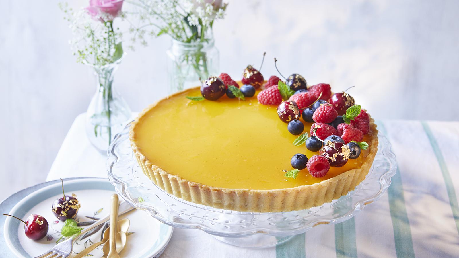 Passionfruit and thyme frangipane tart