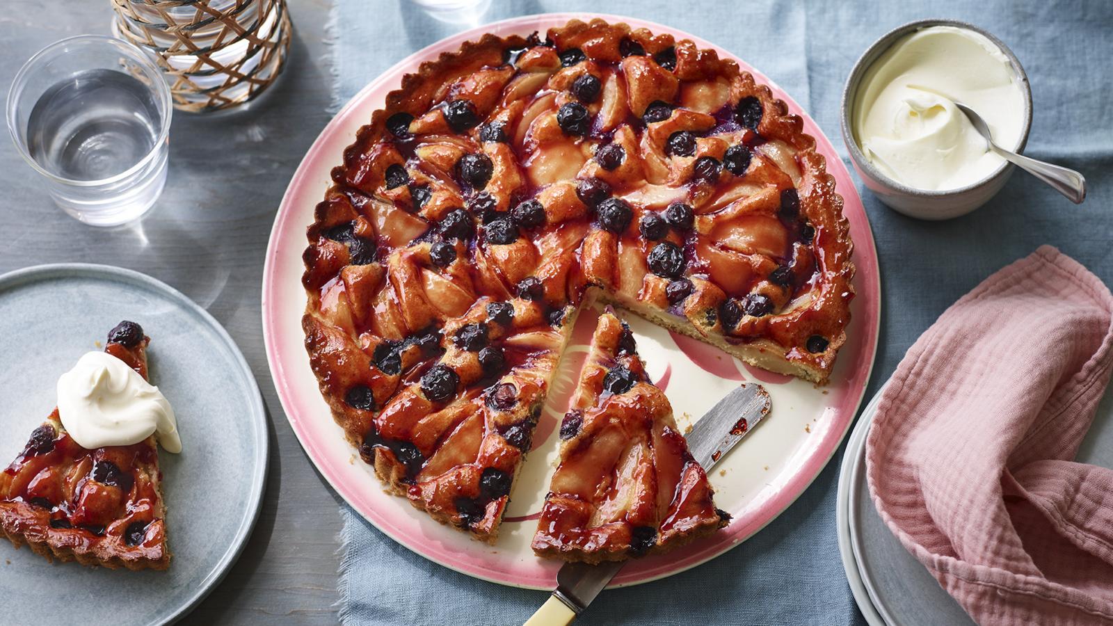 Pear and blueberry galette