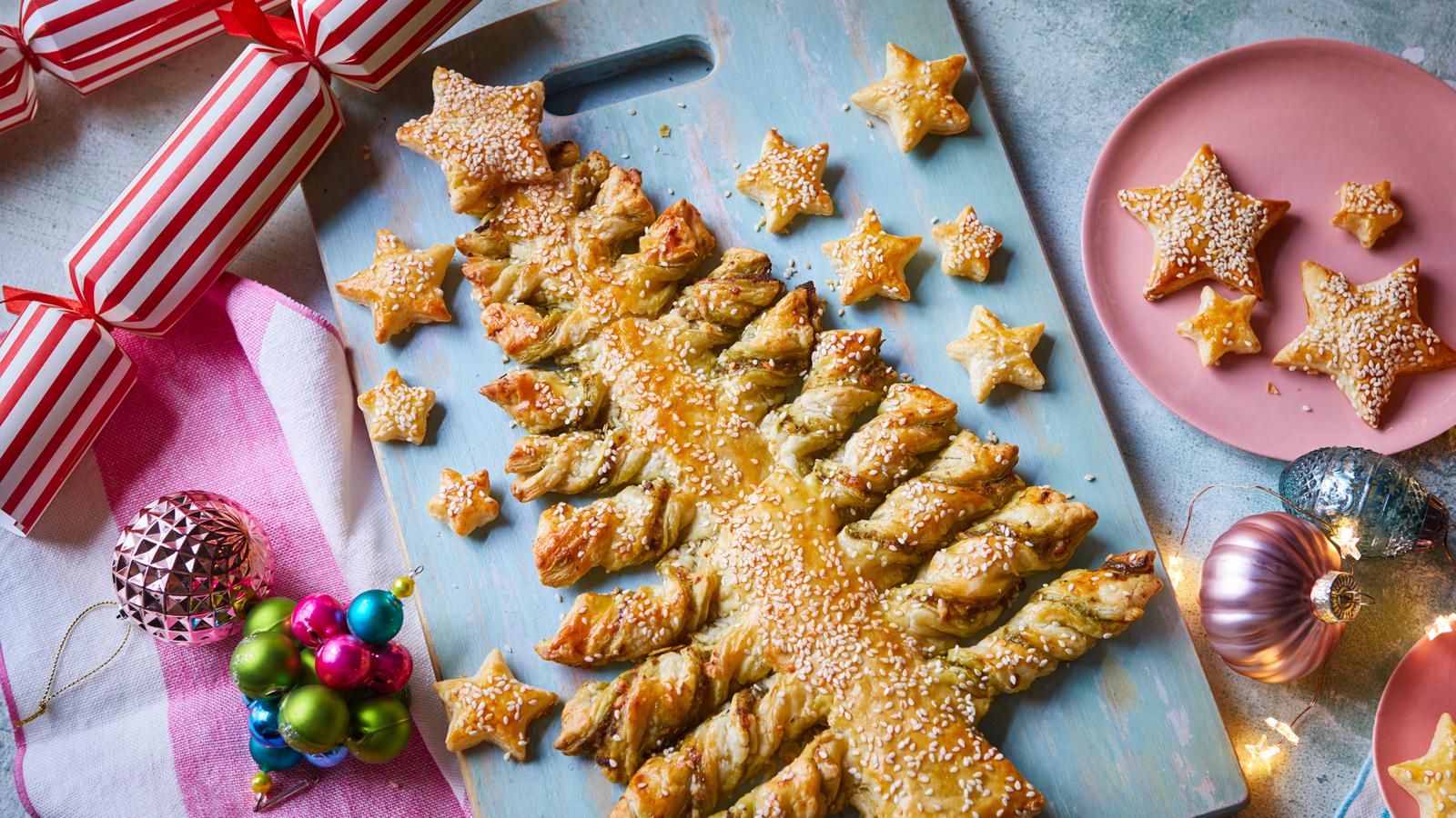 Pesto and cheese Christmas tree 