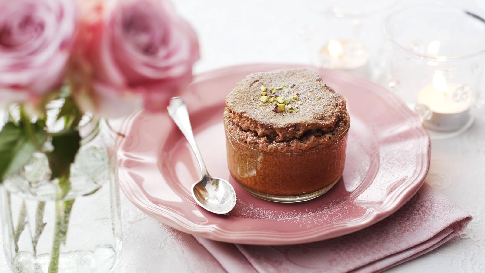 Pistachio and chocolate soufflé