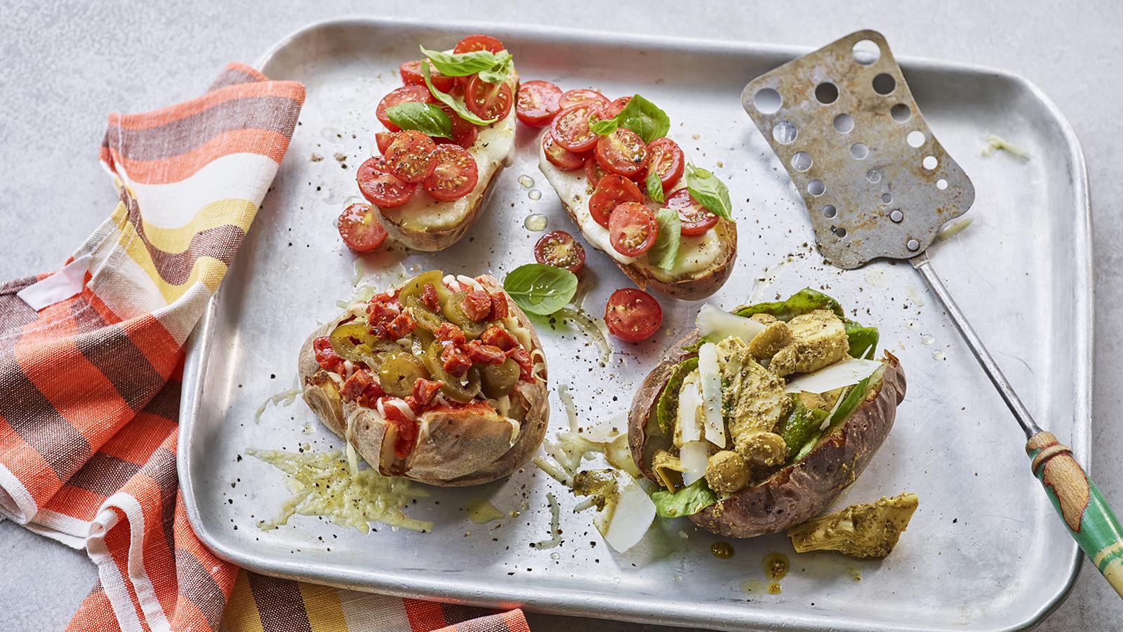 Pizza-inspired jacket potato fillings 