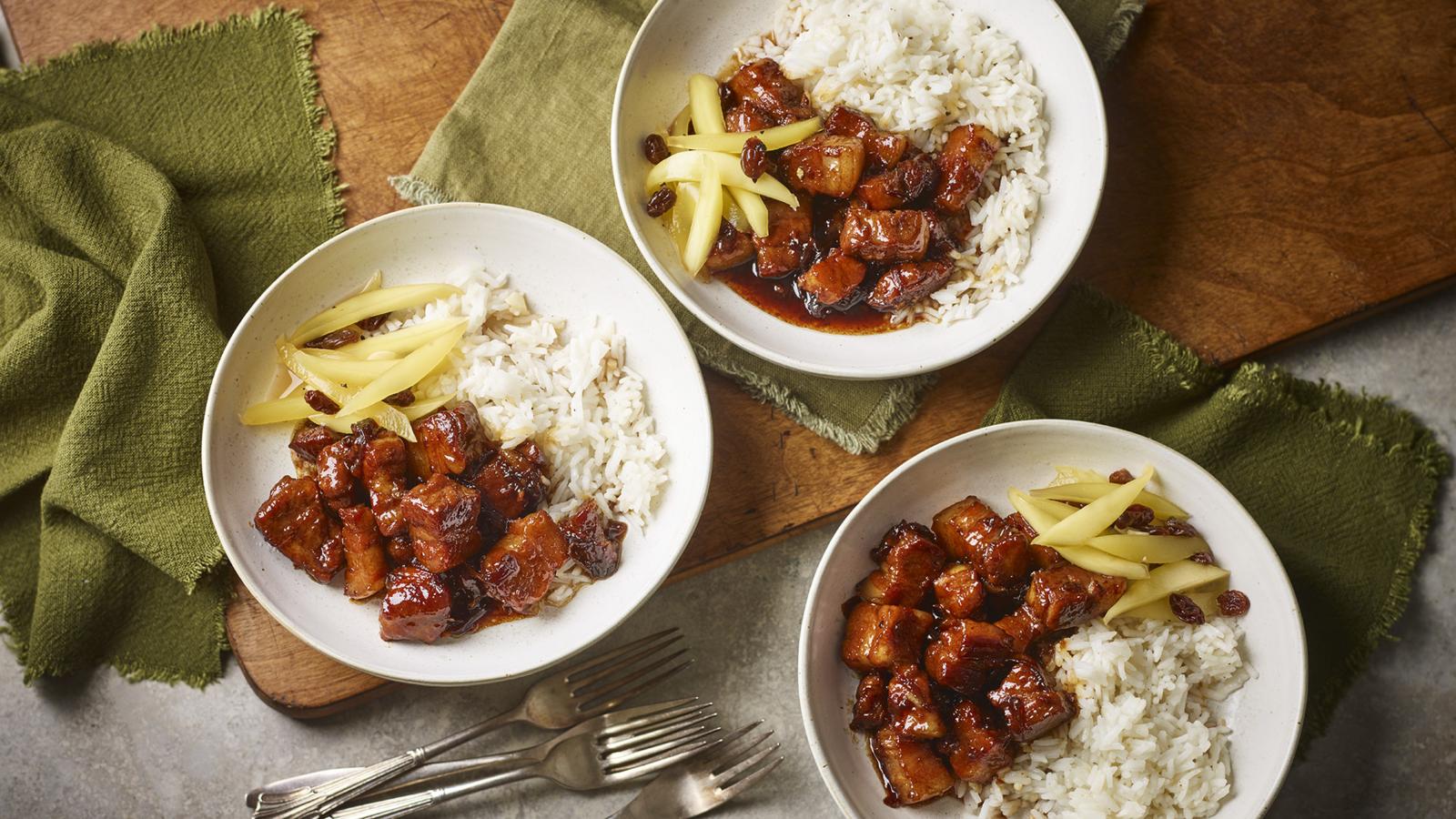 Pork adobo with rice