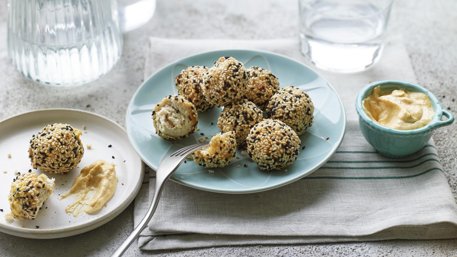 Posh chicken nuggets with kimchi mayo