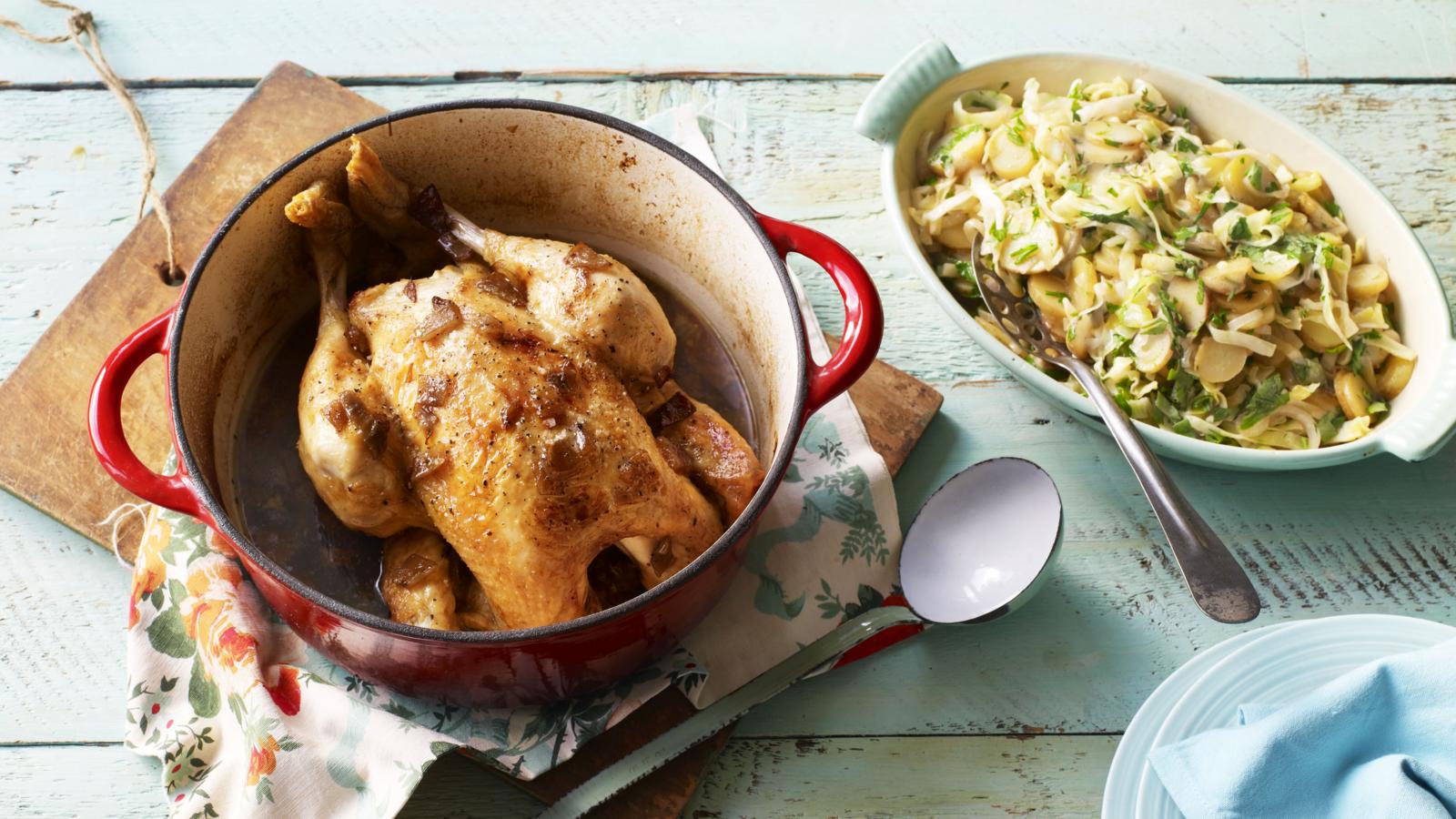 Pot-roast chicken with potato ragù