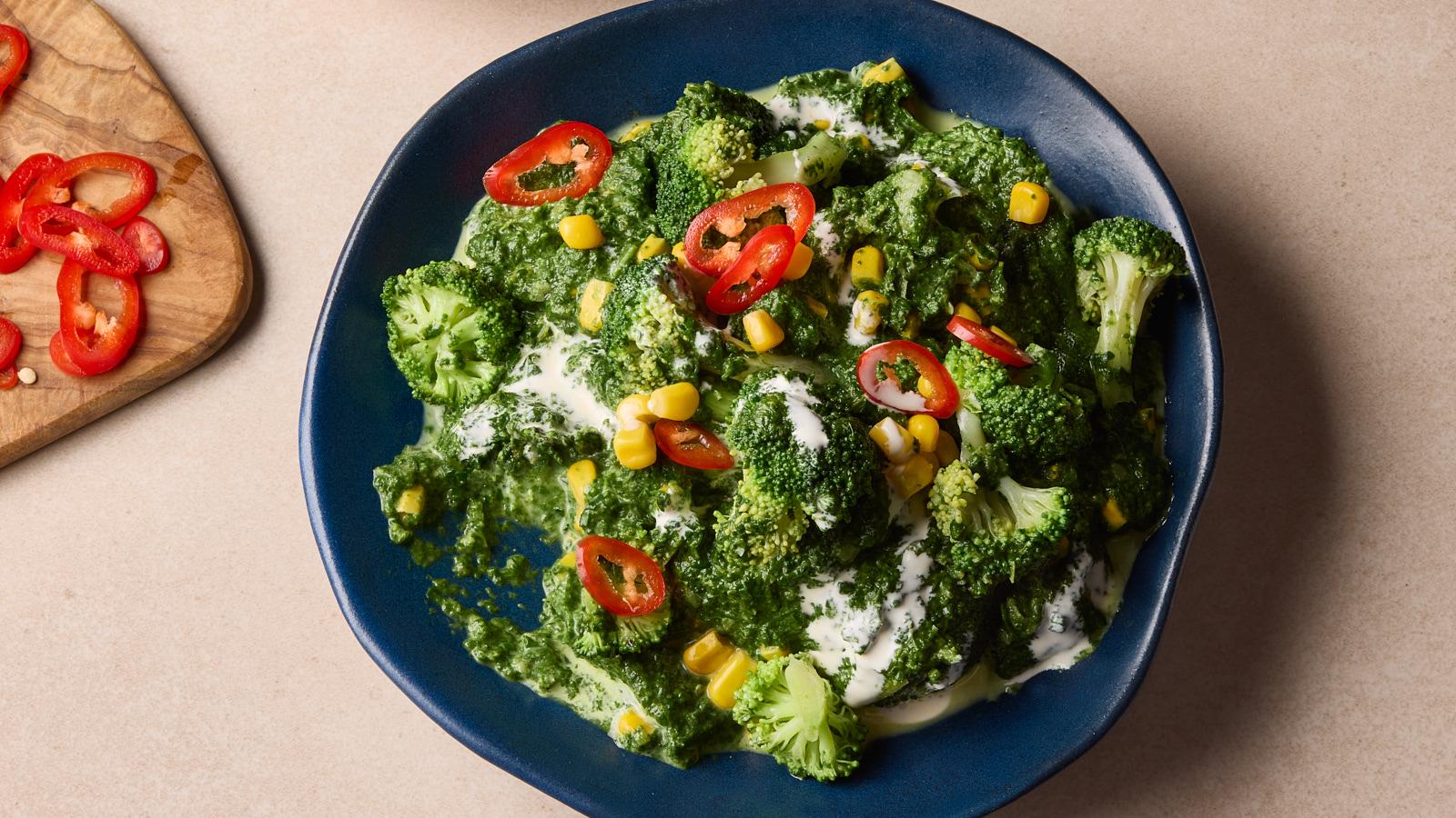 Quick butter saag with broccoli and corn