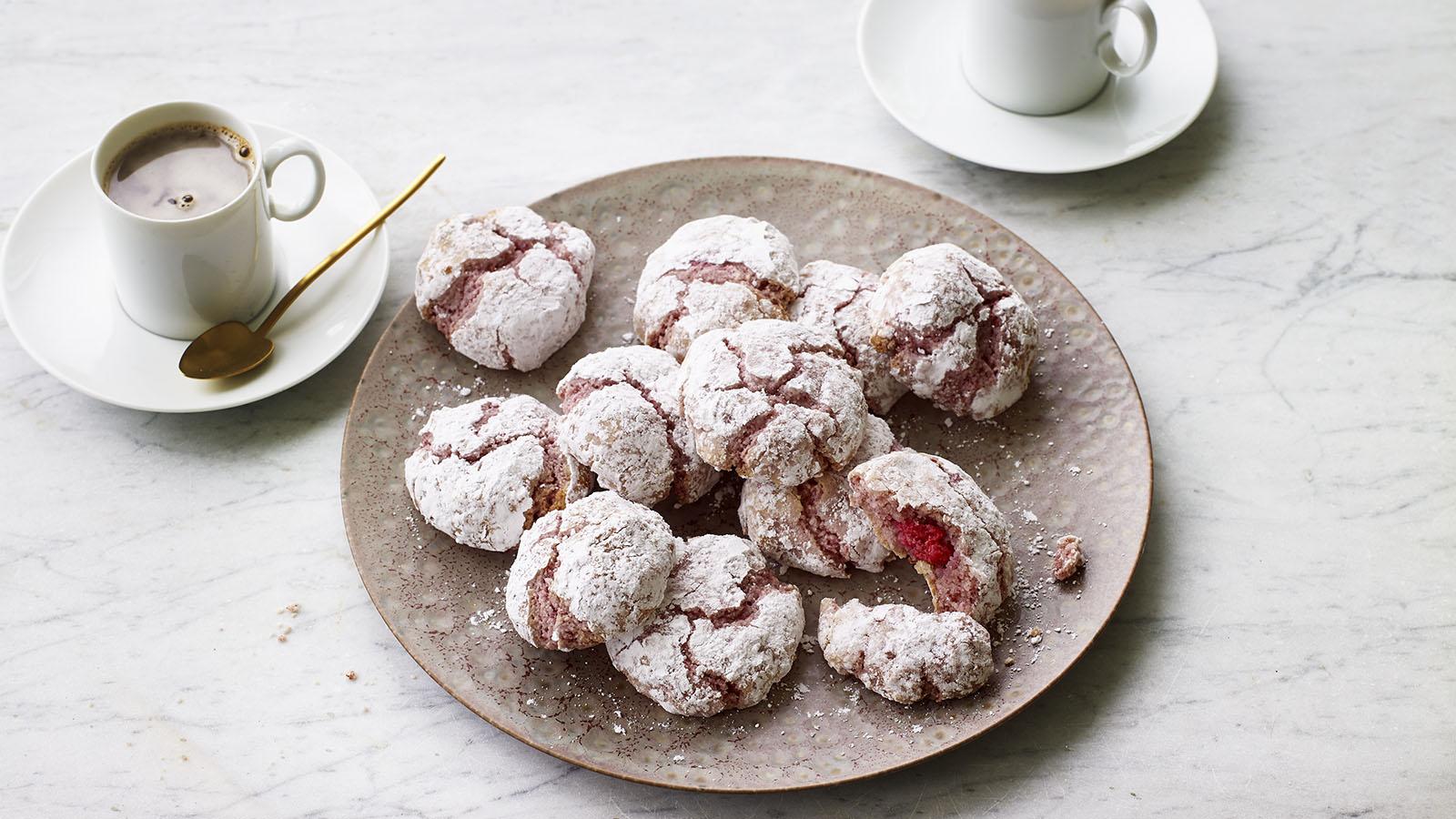 Raspberry amaretti biscuits