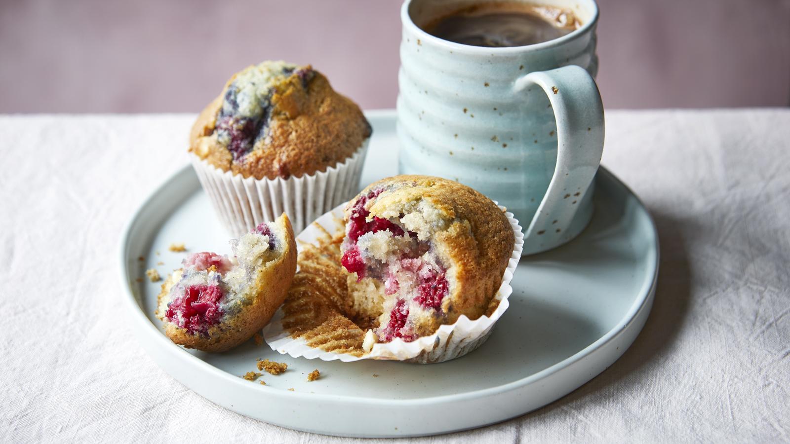 Raspberry and white chocolate muffins