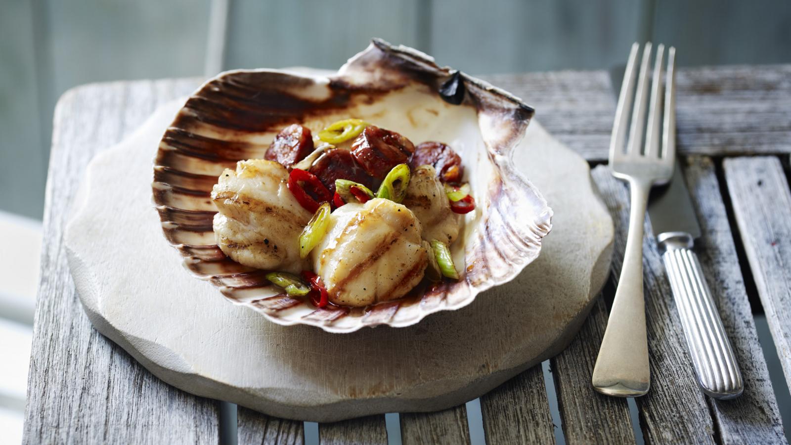 Scallops and chorizo