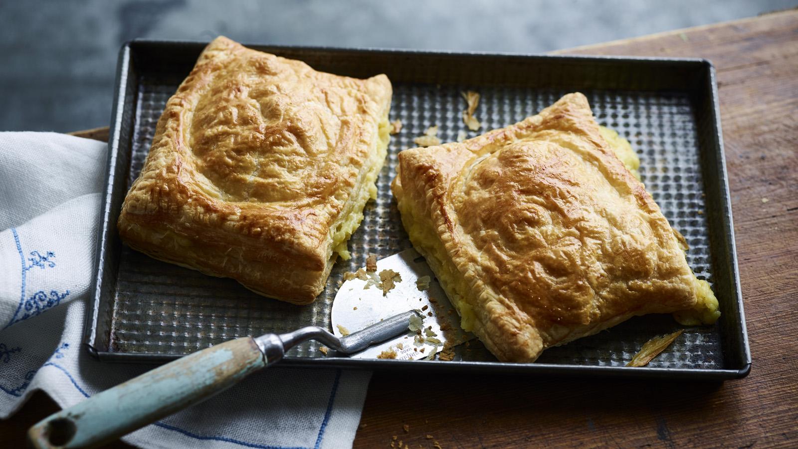 Smoked cheese and onion pasties