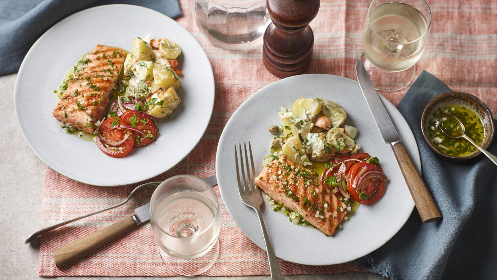 Smoked sea trout with chive potato salad