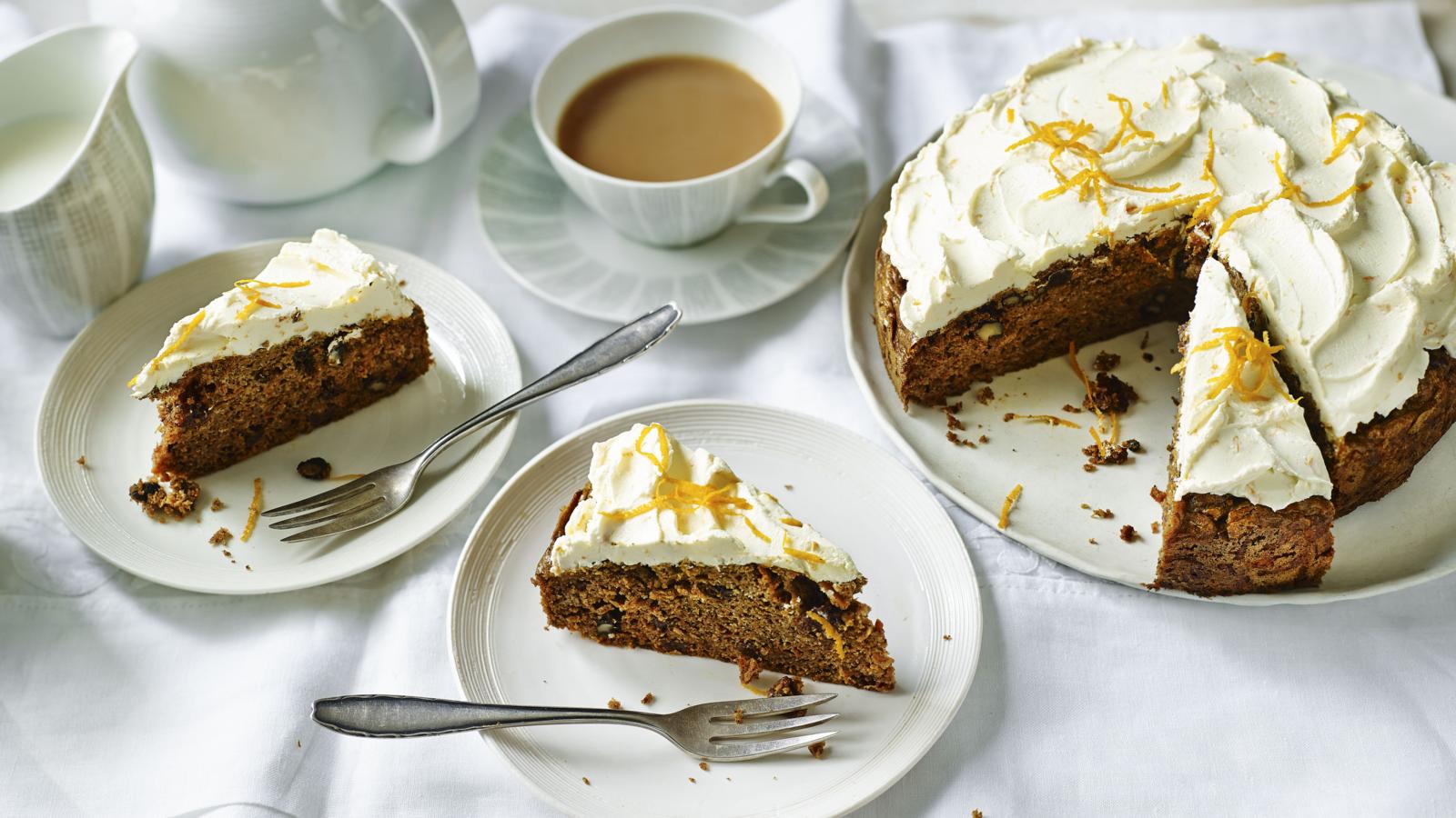 Sugar free carrot cake with orange cream cheese icing