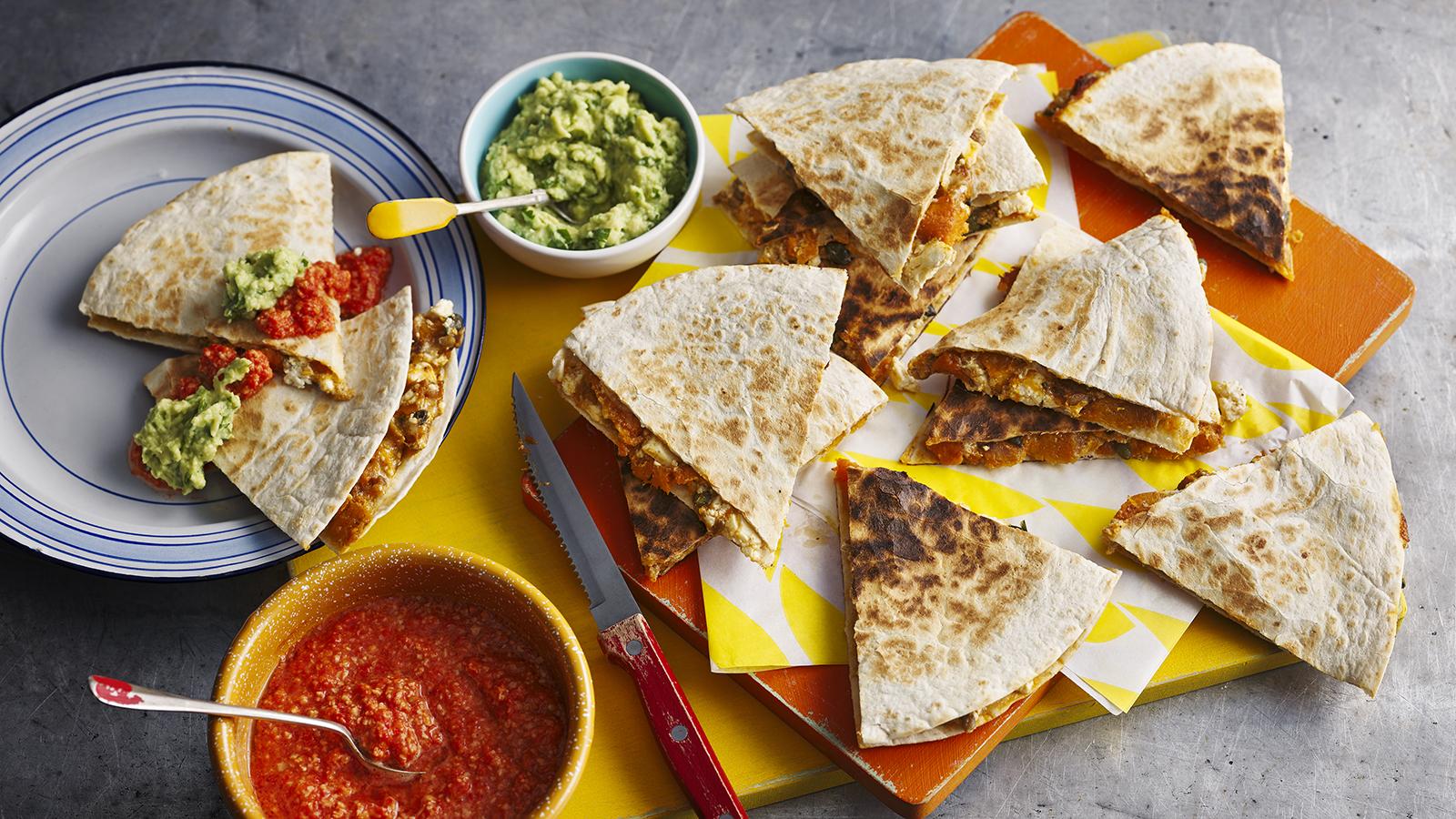 Squash and sweet potato quesadilla