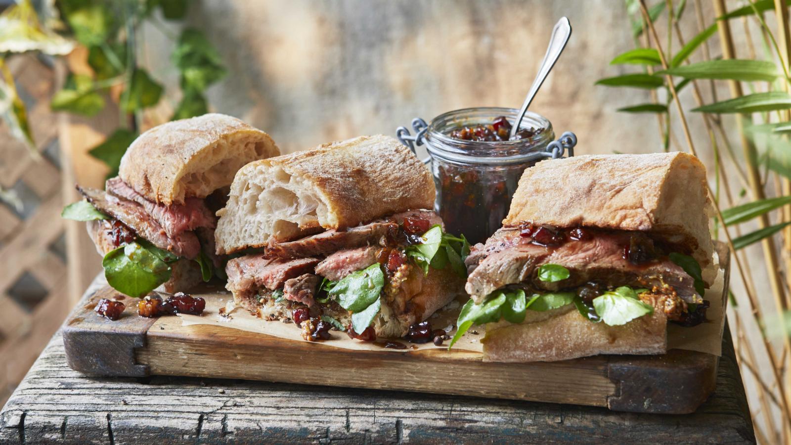 Steak and bacon jam sandwiches 