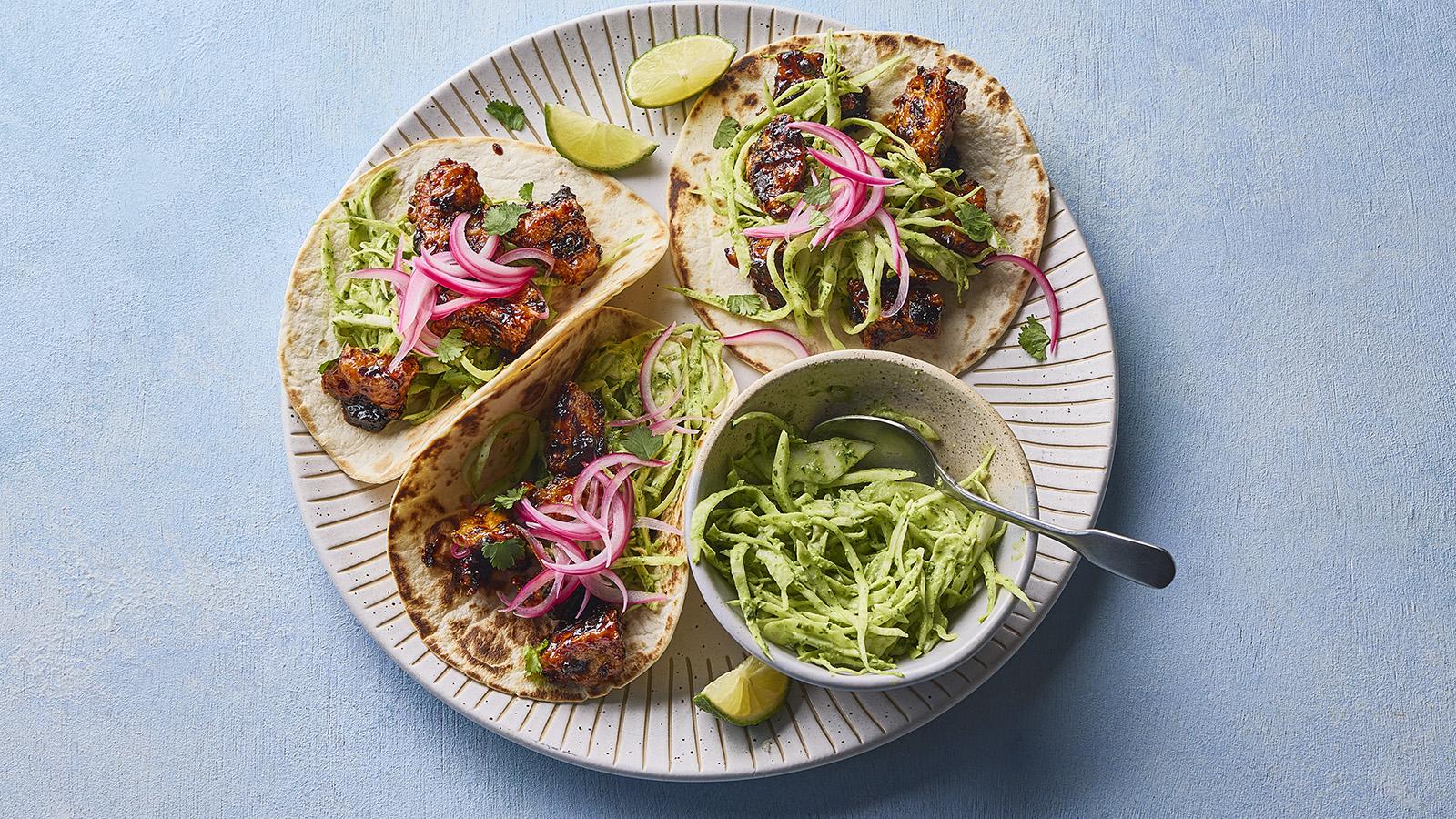 Sticky chipotle tofu tacos 