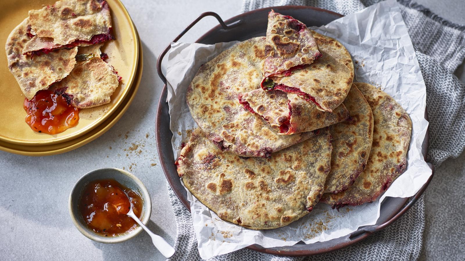 Beetroot stuffed paratha