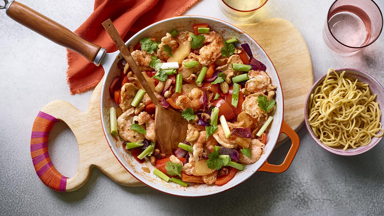 Sweet and sour prawns 