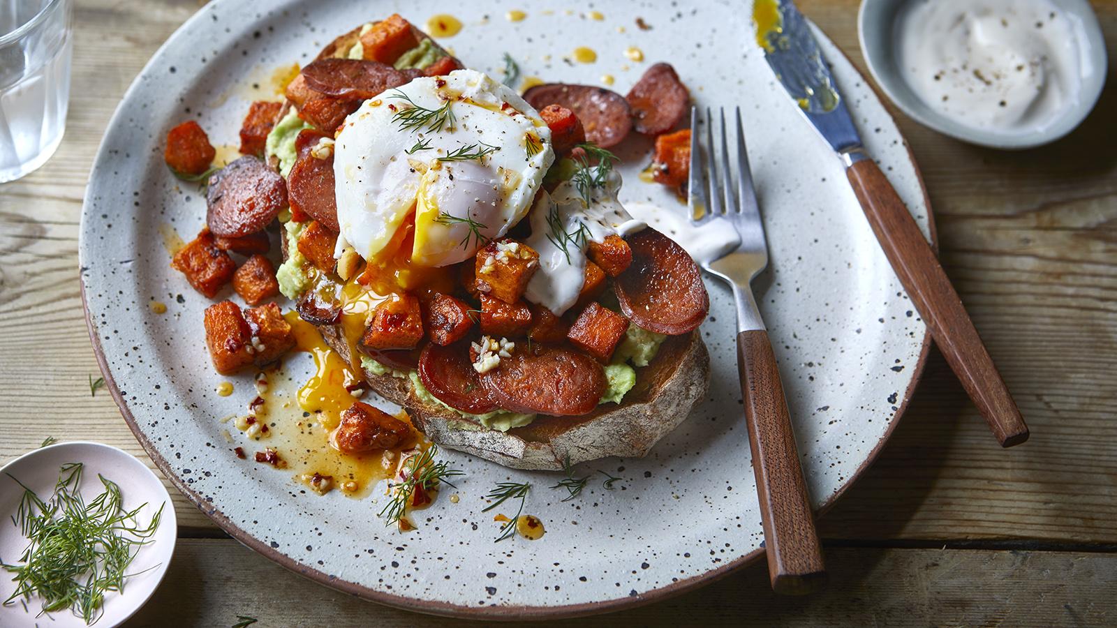 Air fryer sweet potato and chorizo hash 