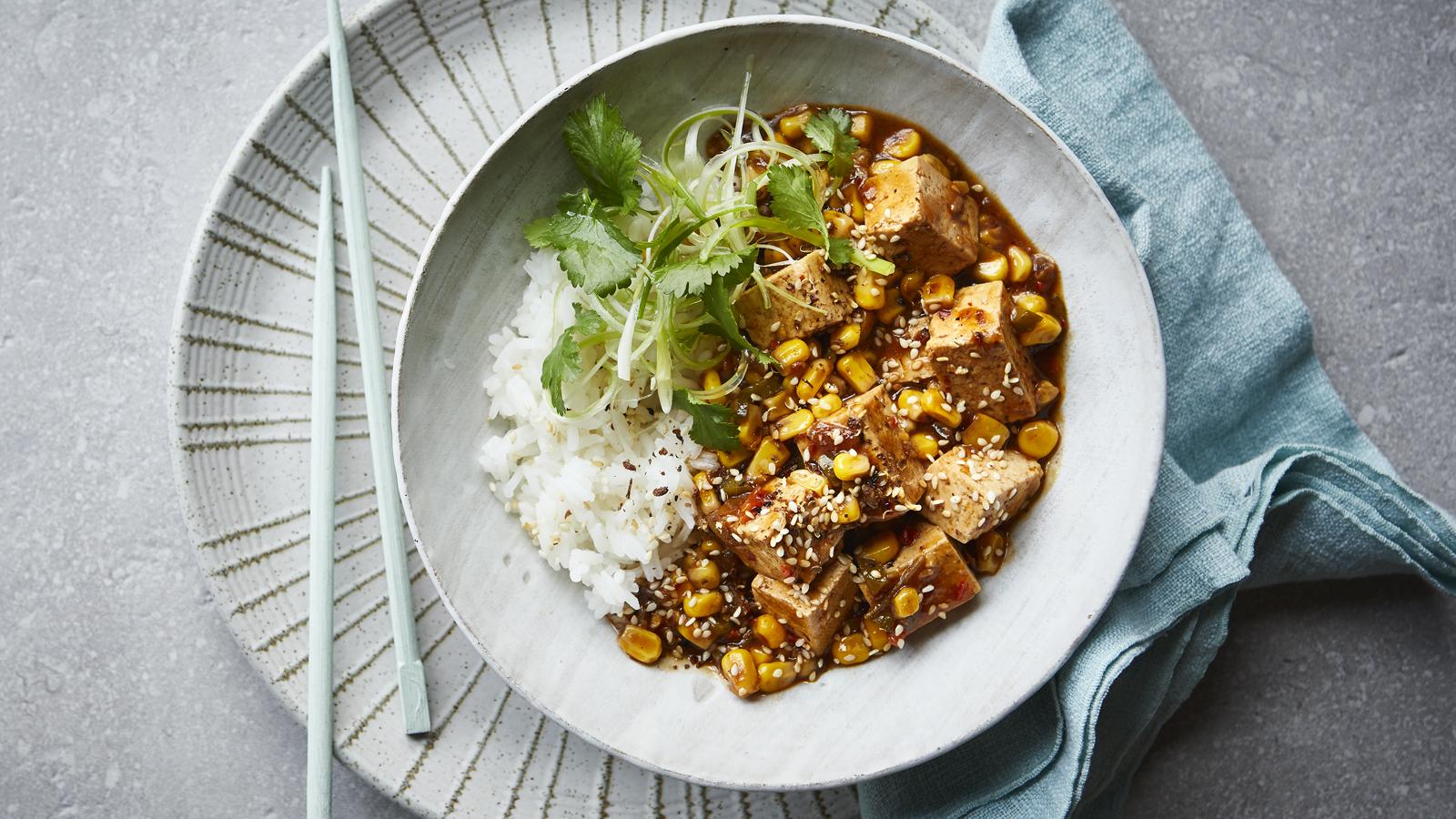 Sweetcorn mapo tofu