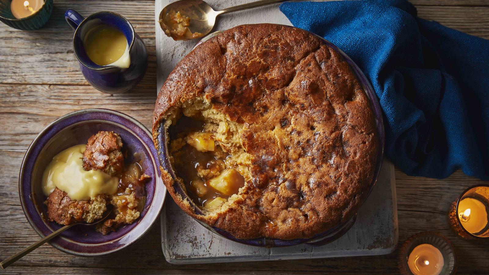 Toffee apple self-saucing pudding